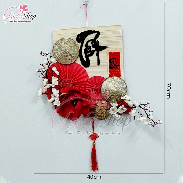 Mẹt tết thư pháp 45cm trang trí tiểu cảnh tết