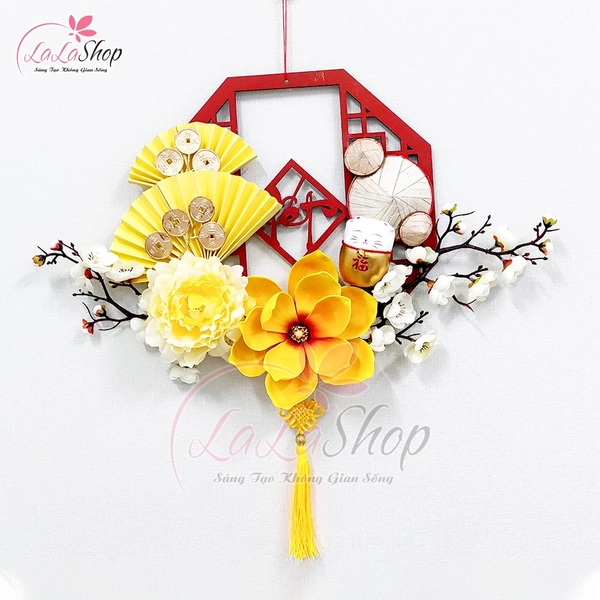 Vòng Hoa Tết Treo Cửa Trang Trí Tết 30cm