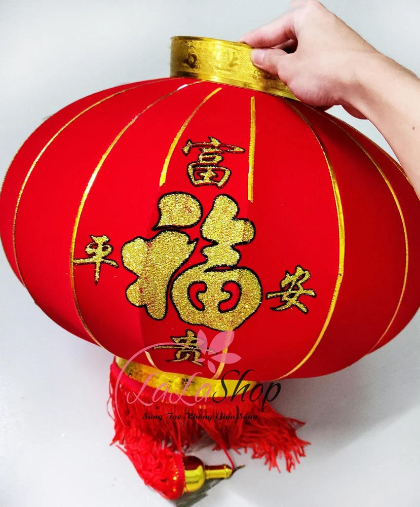 Cặp lồng đèn trang trí tết chữ phúc vàng lớn mẫu 2
