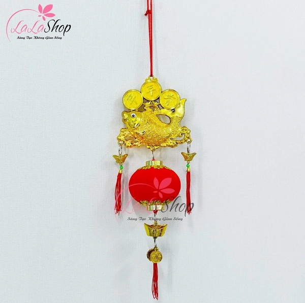 Dây lộc treo cá chép đồng tiền vàng lồng đèn đỏ may mắn trang trí tết