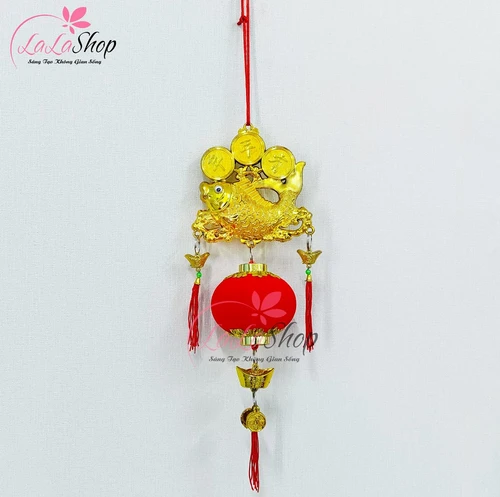 Dây lộc treo cá chép đồng tiền vàng lồng đèn đỏ may mắn trang trí tết
