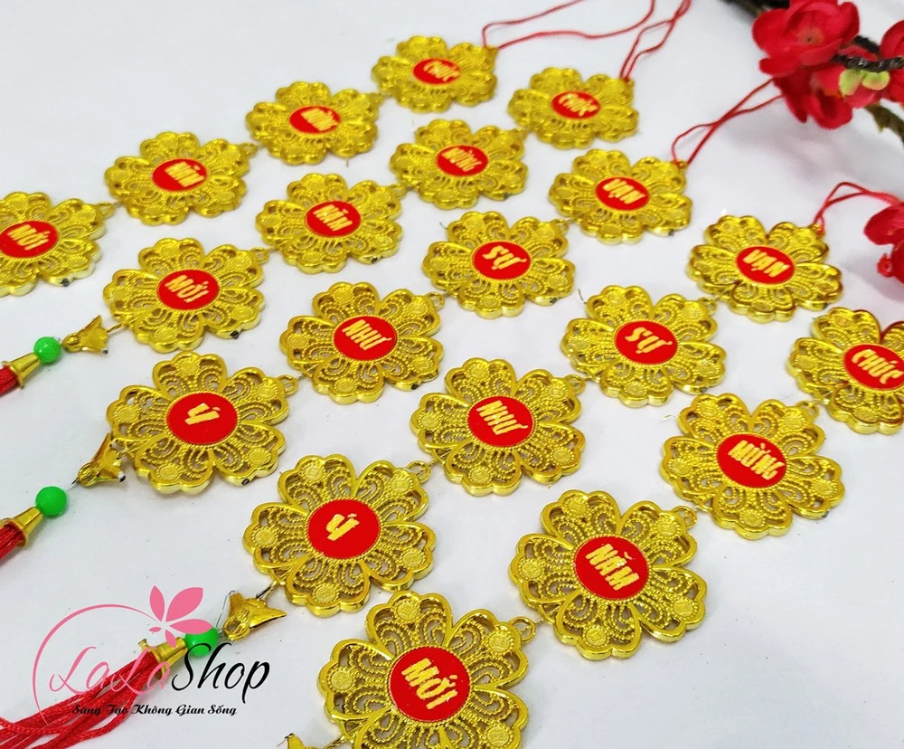 Combo 5 dây lộc treo hoa mai tài lộc chúc mừng năm mới trang trí tết mẫu 4