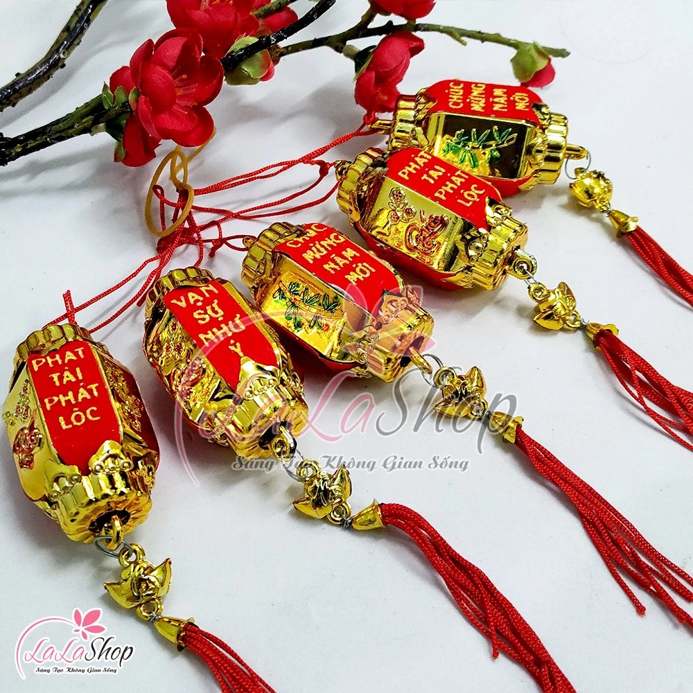 Combo 5 dây lộc treo lồng đèn thỏi vàng may mắn trang trí tết