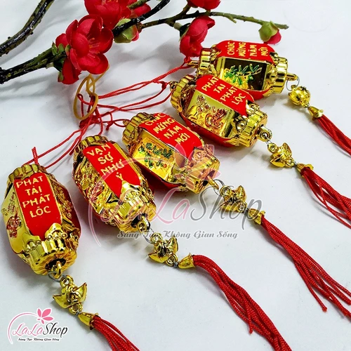 Combo 5 dây lộc treo lồng đèn thỏi vàng may mắn trang trí tết