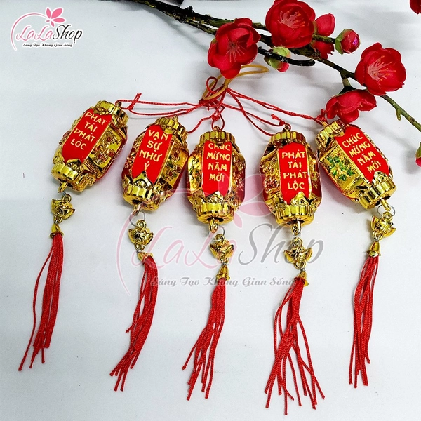 Combo 5 dây lộc treo lồng đèn thỏi vàng may mắn trang trí tết