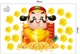 Decal Trang Trí Tết Thần Tài Vàng Và Hoa Mai