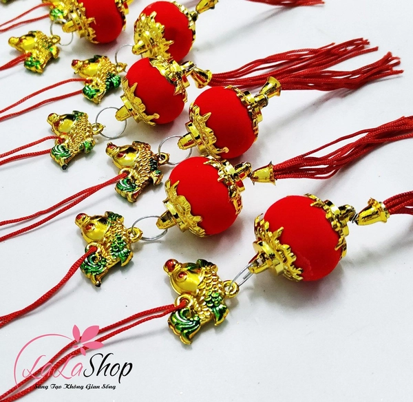 Combo 10 dây lộc treo cá chép lồng đèn may mắn trang trí tết