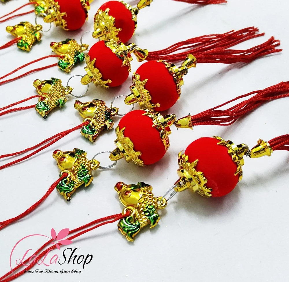 Combo 10 dây lộc treo cá chép lồng đèn may mắn trang trí tết