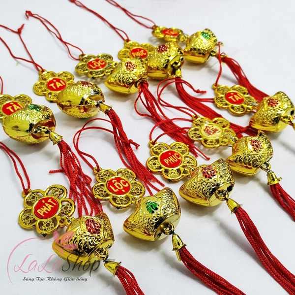 Combo 10 dây lộc treo hoa mai chữ phúc thỏi vàng trang trí tết