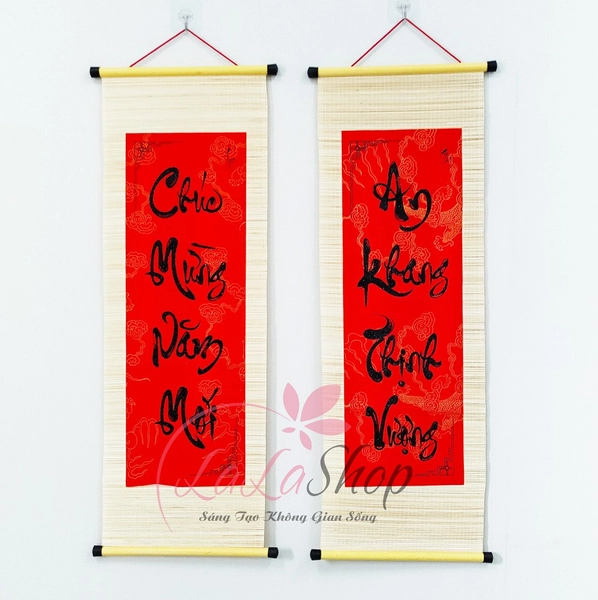 Combo Cặp Liễn Mành Câu Đối Đỏ Chúc Mừng Năm Mới - An Khang Thịnh Vượng Mẫu 2