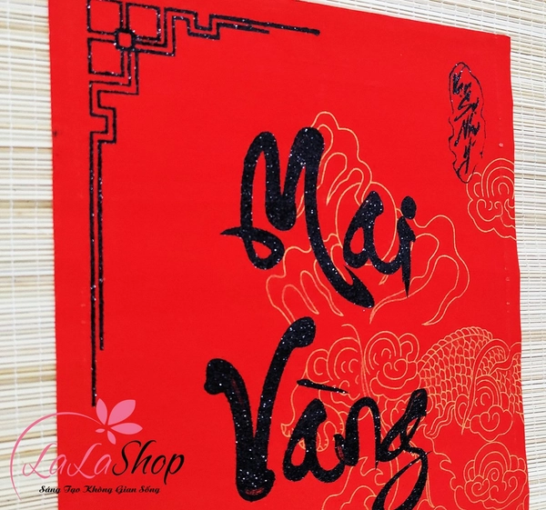 Combo Cặp Liễn Mành Câu Đối Đỏ Mai Vàng Nở Rộ Mừng Năm Mới - Đào Hồng Khoe Sắc Đón Xuân Sang Mẫu 2