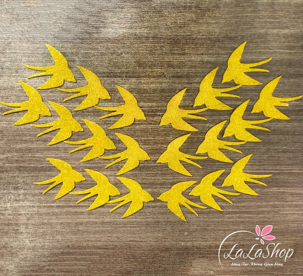 Combo hình dán 20 con én vàng mừng xuân trang trí tết
