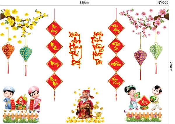 Combo Decal Trang Trí Tết Xuân An Khang Phú Quý
