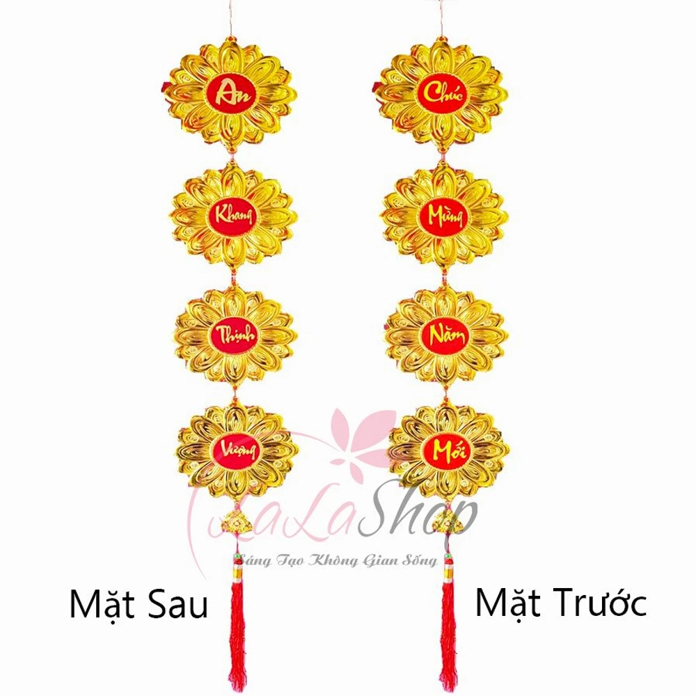 Liễn treo tết Hoa Cúc vàng Chúc mừng năm mới-An khang thịnh vượng