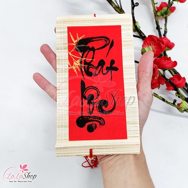 Liễn mành thư pháp đỏ chữ phát lộc liễn treo trang trí tết