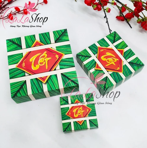 Mô hình bánh chưng giấy phụ kiện decor trang trí tết mẫu 2