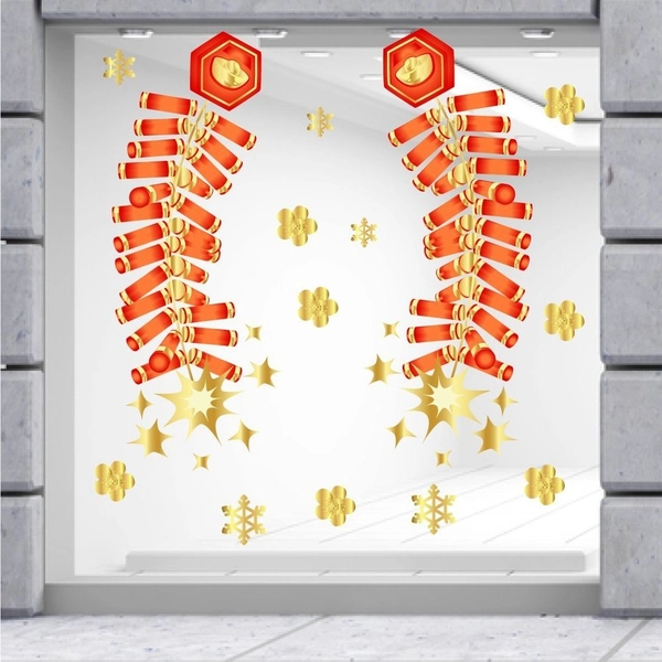 Decal trang trí tết pháo đỏ mừng tết 80x120cm