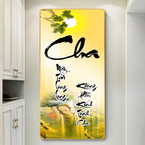 Tranh treo thư pháp chữ Cha tranh công ơn cha mẹ mẫu 3047