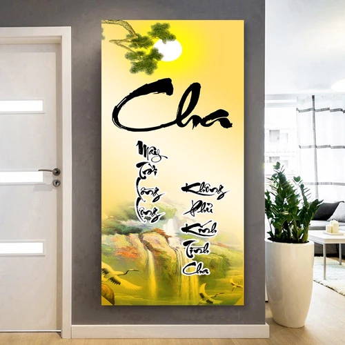 Tranh treo thư pháp chữ Cha tranh công ơn cha mẹ mẫu 3047