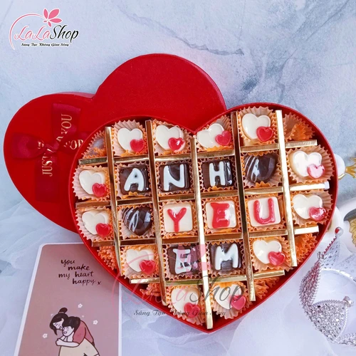 Hộp Socola 27 Viên Quà Tặng Tình Nhân Ngọt Ngào Chữ Anh Yêu Em