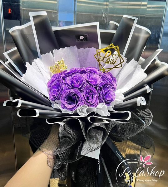 Bó 15 hoa nhũ kim tuyến vĩnh cửu cao cấp