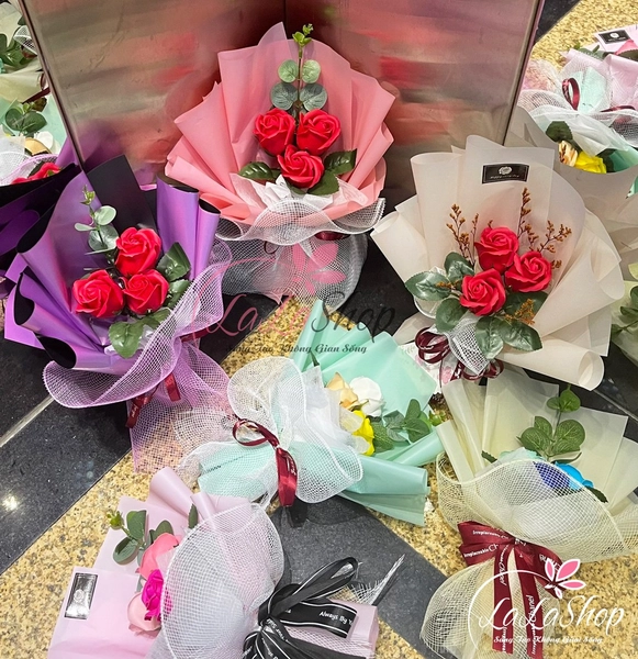 Bó 3 hoa hồng sáp thơm (nhiều mẫu)