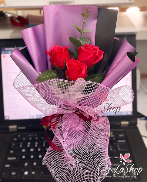 Bó 3 hoa hồng sáp thơm (nhiều mẫu)