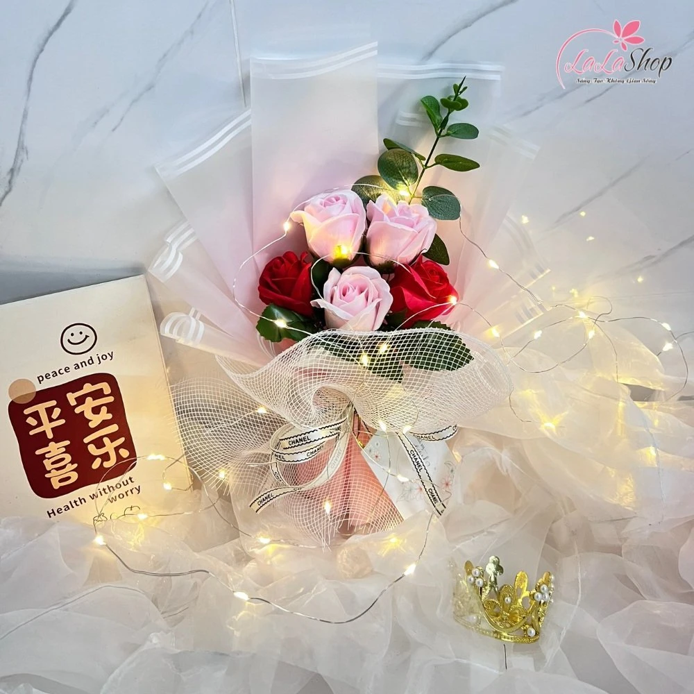 Bó 5 Hoa Hồng Sáp Thơm (Nhiều Mẫu) - Tặng kèm thiệp