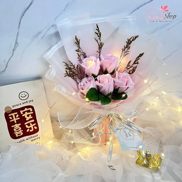 Bó 5 Hoa Hồng Sáp Thơm (Nhiều Mẫu) - Tặng kèm thiệp