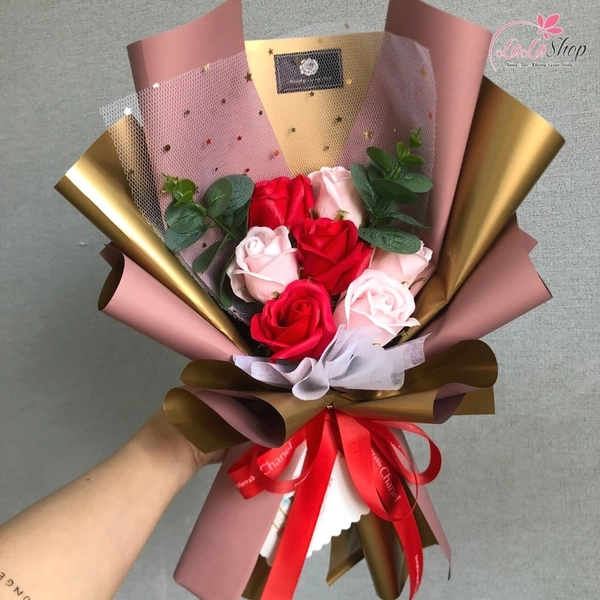 Bó 7 bông hoa Hồng Sáp Thơm (Nhiều mẫu) - Tặng kèm thiệp