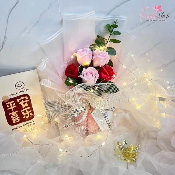 Bó 5 Hoa Hồng Sáp Thơm (Nhiều Mẫu) - Tặng kèm thiệp