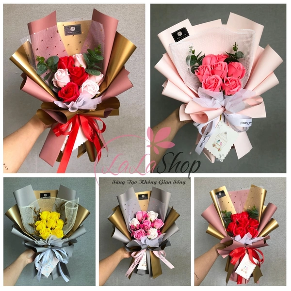 Bó 7 bông hoa Hồng Sáp Thơm (Nhiều mẫu) - Tặng kèm thiệp