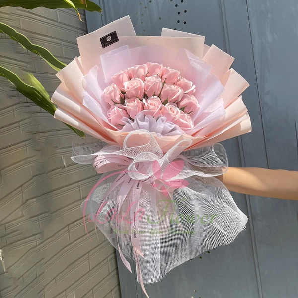 Bó 15 bông hoa sáp sắc hồng ngọt ngào