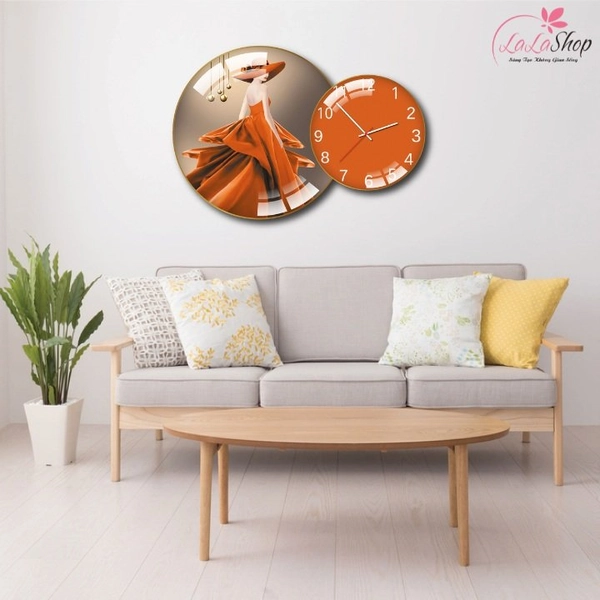 Tranh Đồng Hồ Treo Tường UV Pha Lê Bóng Cô Gái Nghệ Thuật
