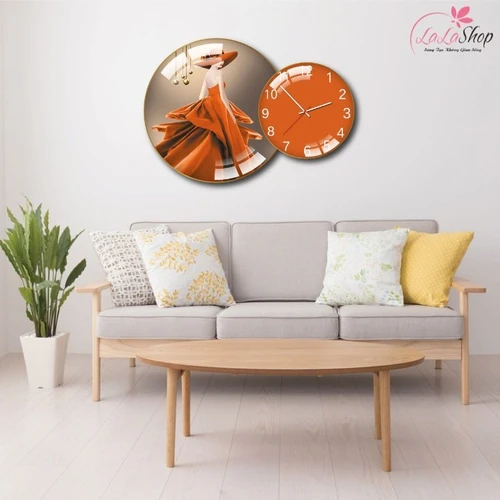 Tranh Đồng Hồ Treo Tường UV Pha Lê Bóng Cô Gái Nghệ Thuật