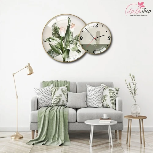 Tranh Đồng Hồ Treo Tường UV Pha Lê Bóng Cành Hoa Nghệ Thuật