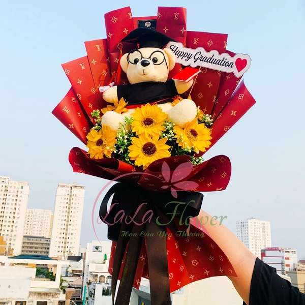 Bó Hoa Hướng Dương Sáp Thơm Kèm Gấu Mừng Tốt Nghiệp
