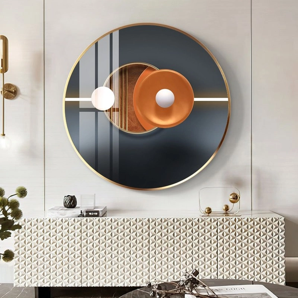 Tranh Tròn Tráng Gương Trừu Tượng