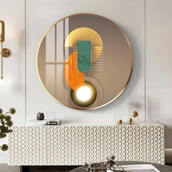 Tranh Tròn Tráng Gương Trừu Tượng