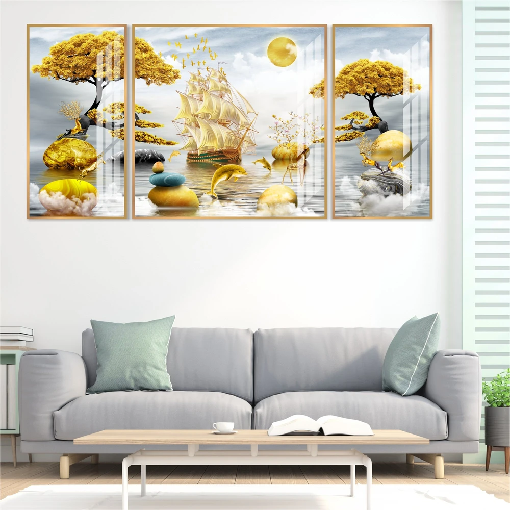 Tranh treo tường thuyền vàng phát tài 2