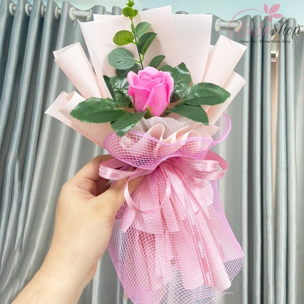 Bó 1 bông hoa sáp giấy gói xốp hàn cao cấp không nhăn