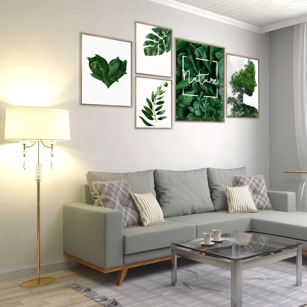 Bộ Tranh Treo Tường Cô Gái Và Lá Xanh 5