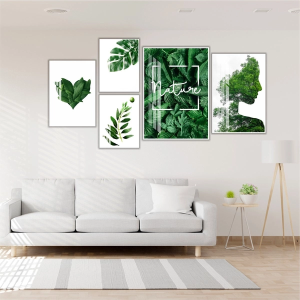 Bộ Tranh Treo Tường Cô Gái Và Lá Xanh 5