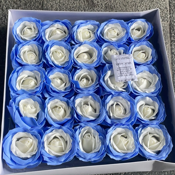 Hộp hoa sáp xanh dương trắng 7 lớp