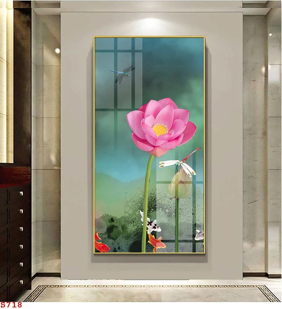 Tranh Tráng Gương Hoa Sen Và Cá Chép