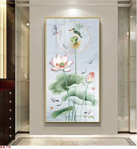 Tranh Tráng Gương Hoa Sen Và Cá Nghệ Thuật