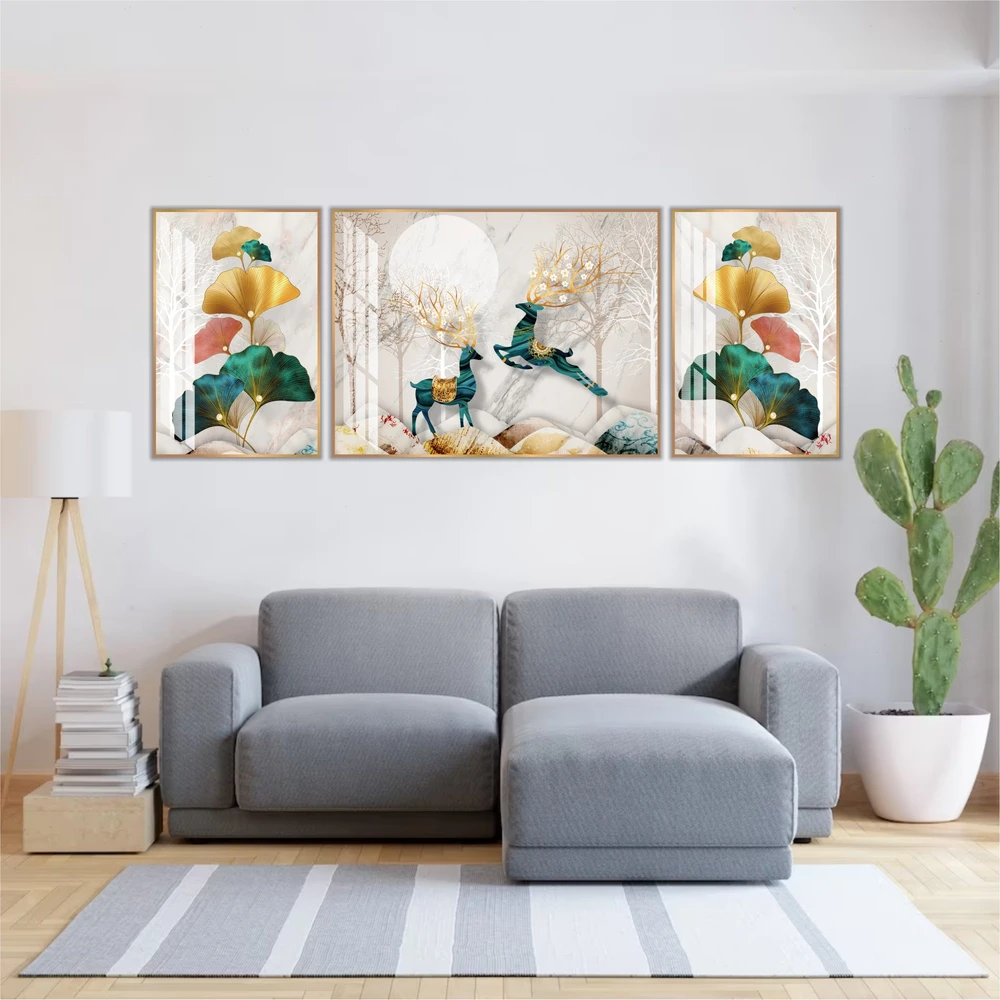 Tranh treo tường đôi hươu nghệ thuật