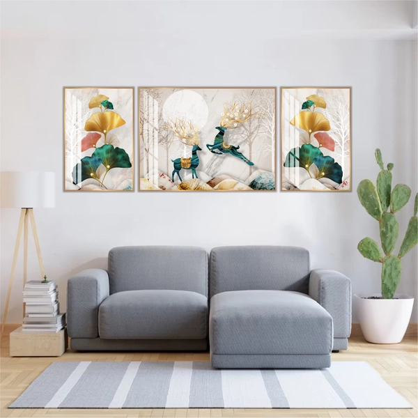 Tranh treo tường đôi hươu nghệ thuật