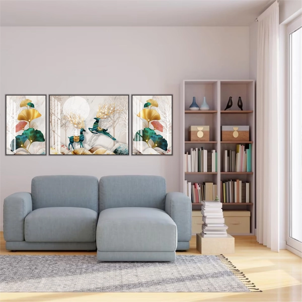 Tranh treo tường đôi hươu nghệ thuật