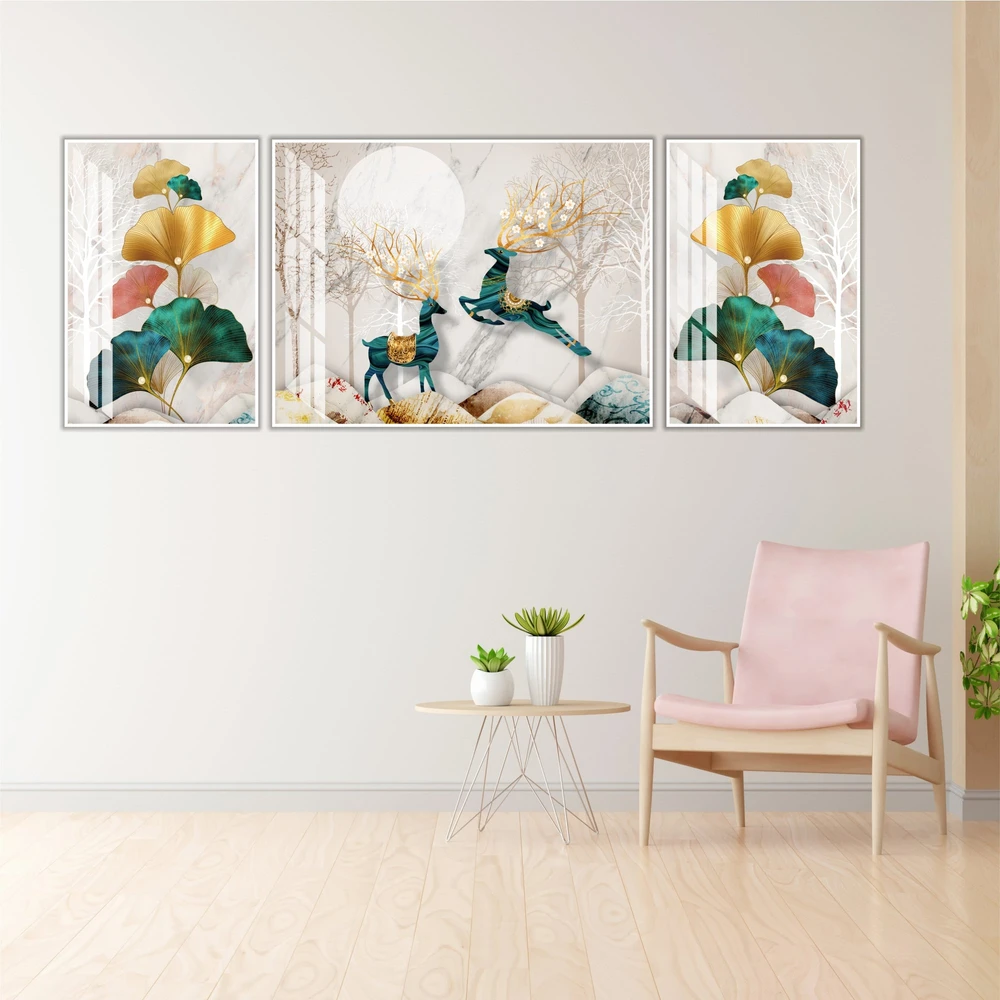 Tranh treo tường đôi hươu nghệ thuật